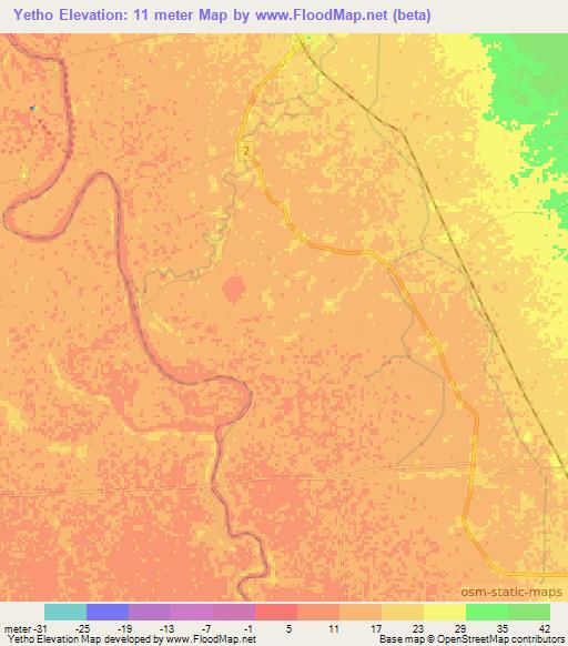 Yetho,Myanmar Elevation Map