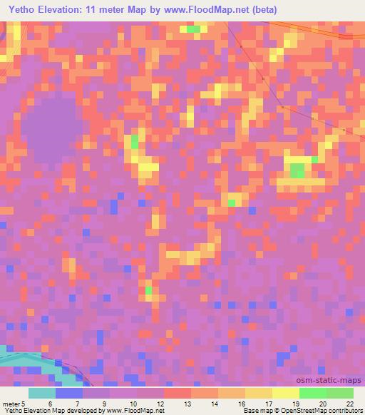 Yetho,Myanmar Elevation Map