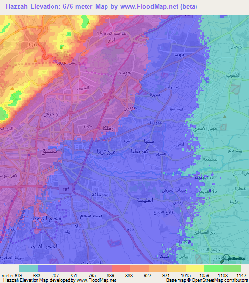 Hazzah,Syria Elevation Map
