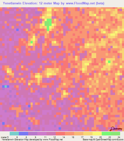 Yenetlanwin,Myanmar Elevation Map