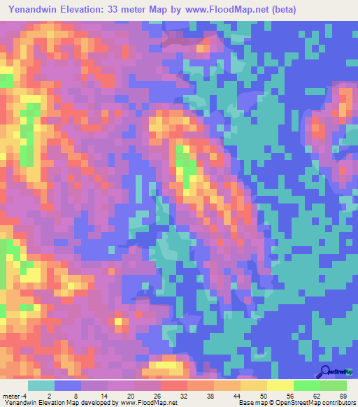 Yenandwin,Myanmar Elevation Map