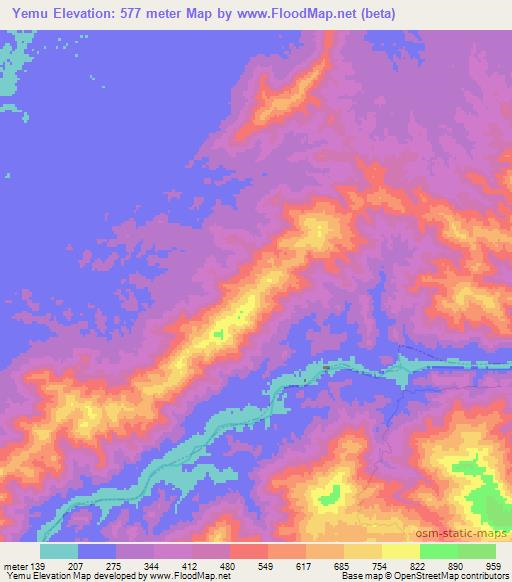 Yemu,Myanmar Elevation Map