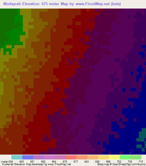 Mudayrah,Syria Elevation Map