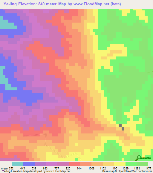 Ye-ling,Myanmar Elevation Map