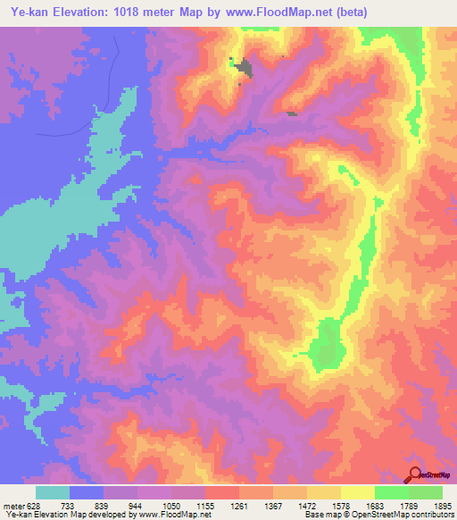 Ye-kan,Myanmar Elevation Map