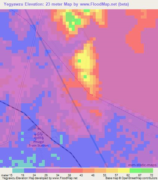 Yegyawzu,Myanmar Elevation Map