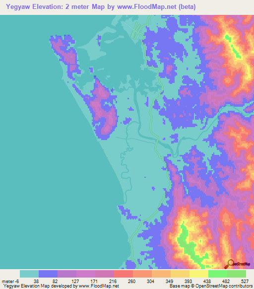 Yegyaw,Myanmar Elevation Map