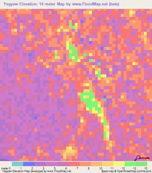 Yegyaw,Myanmar Elevation Map