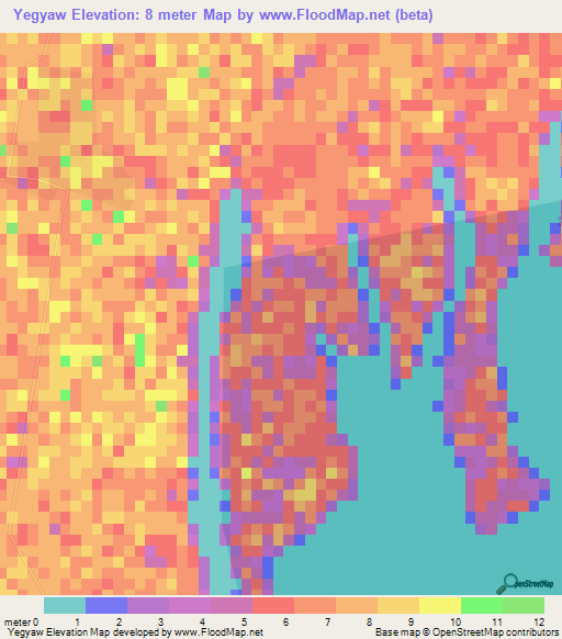 Yegyaw,Myanmar Elevation Map