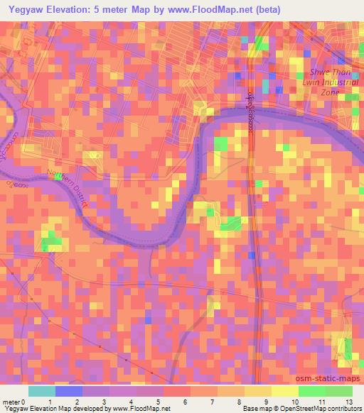 Yegyaw,Myanmar Elevation Map