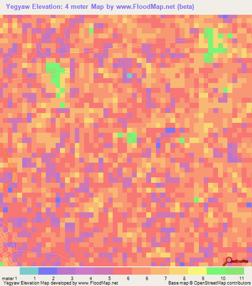Yegyaw,Myanmar Elevation Map