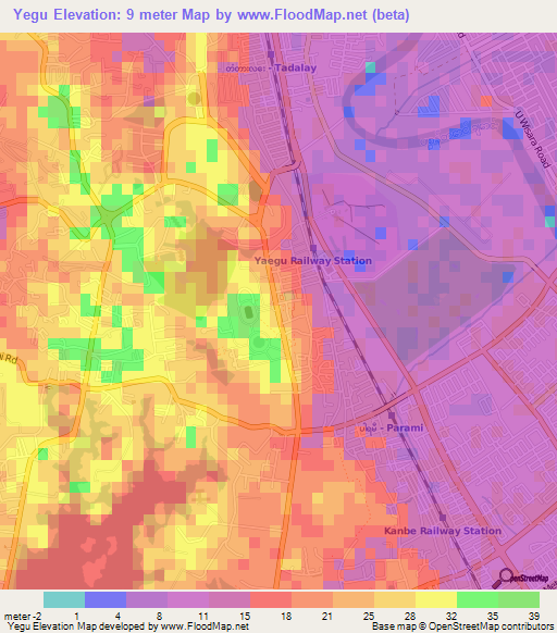 Yegu,Myanmar Elevation Map
