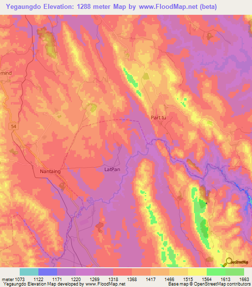 Yegaungdo,Myanmar Elevation Map