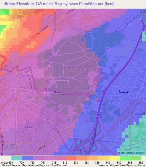 Hirista,Syria Elevation Map
