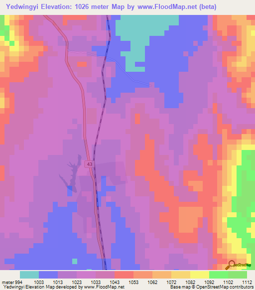 Yedwingyi,Myanmar Elevation Map