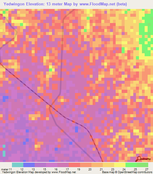 Yedwingon,Myanmar Elevation Map