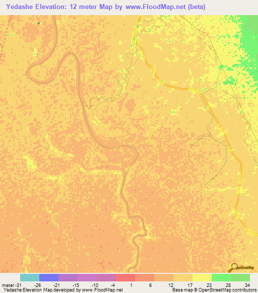 Yedashe,Myanmar Elevation Map