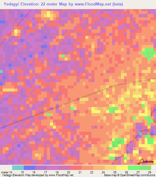 Yedagyi,Myanmar Elevation Map