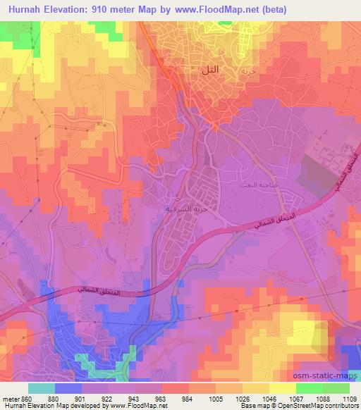 Hurnah,Syria Elevation Map