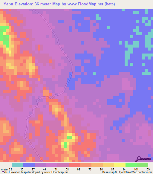 Yebu,Myanmar Elevation Map