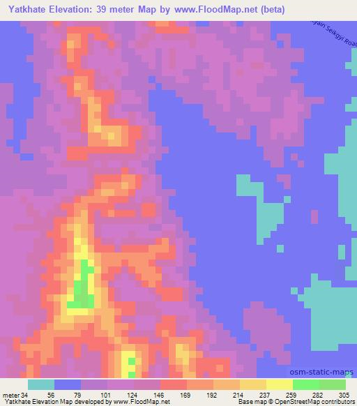 Yatkhate,Myanmar Elevation Map