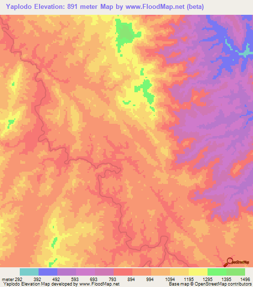 Yaplodo,Myanmar Elevation Map