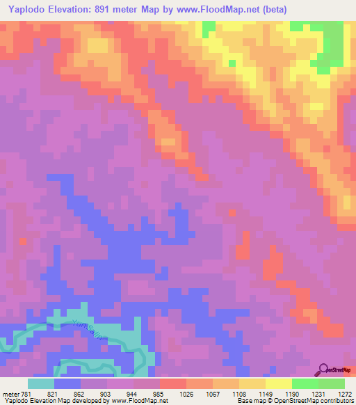 Yaplodo,Myanmar Elevation Map