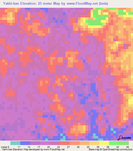 Yakhi-kan,Myanmar Elevation Map