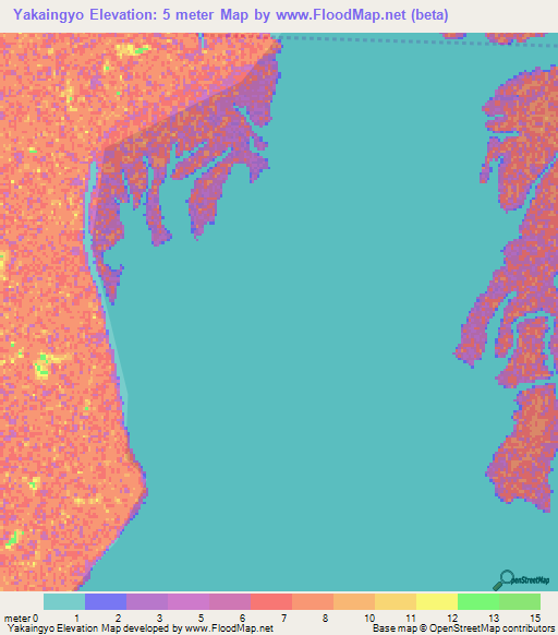 Yakaingyo,Myanmar Elevation Map