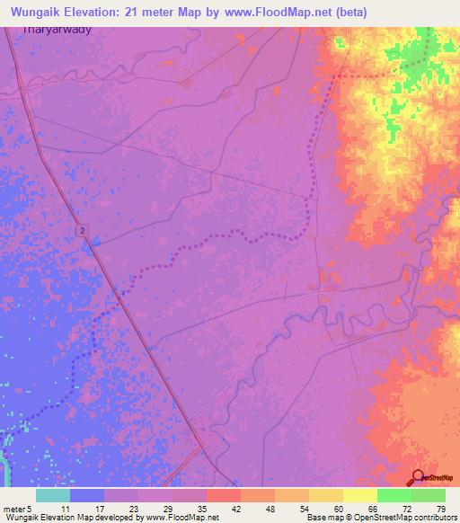 Wungaik,Myanmar Elevation Map