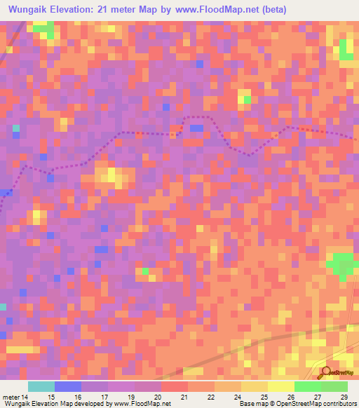 Wungaik,Myanmar Elevation Map