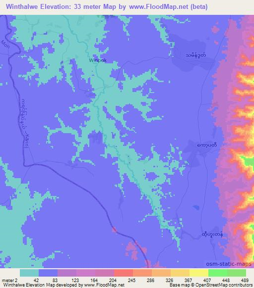 Winthalwe,Myanmar Elevation Map