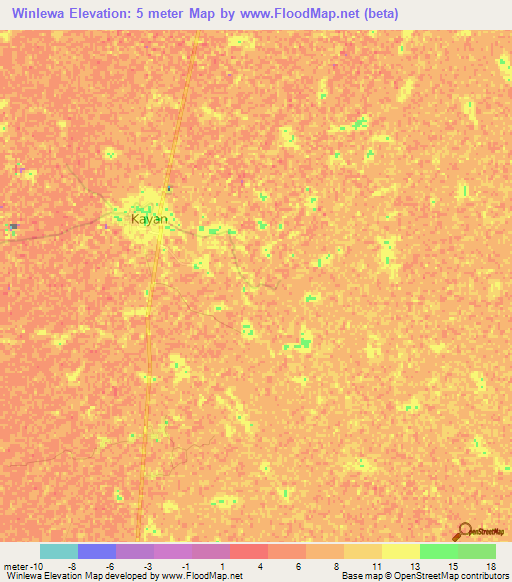Winlewa,Myanmar Elevation Map