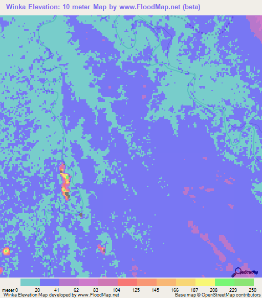 Winka,Myanmar Elevation Map