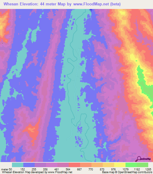 Whesan,Myanmar Elevation Map