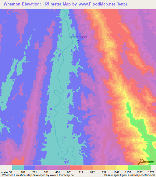 Whemon,Myanmar Elevation Map