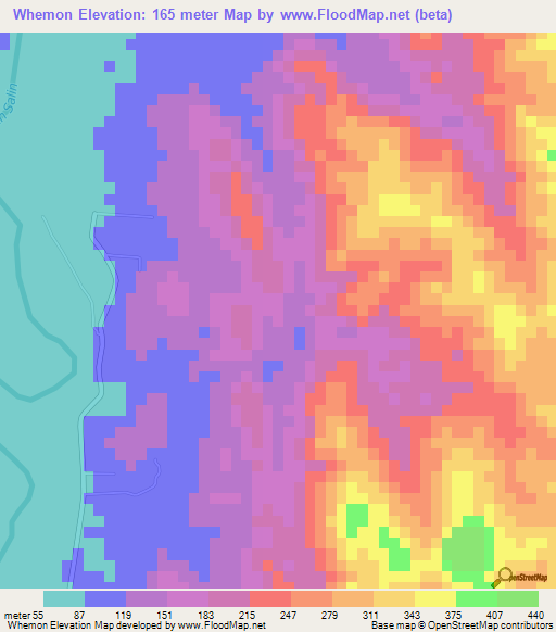 Whemon,Myanmar Elevation Map