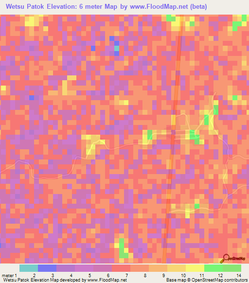 Wetsu Patok,Myanmar Elevation Map