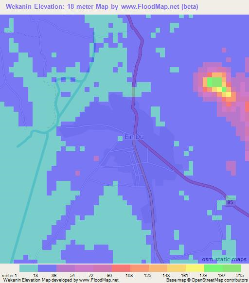 Wekanin,Myanmar Elevation Map