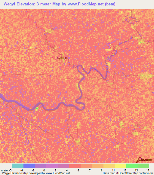 Wegyi,Myanmar Elevation Map