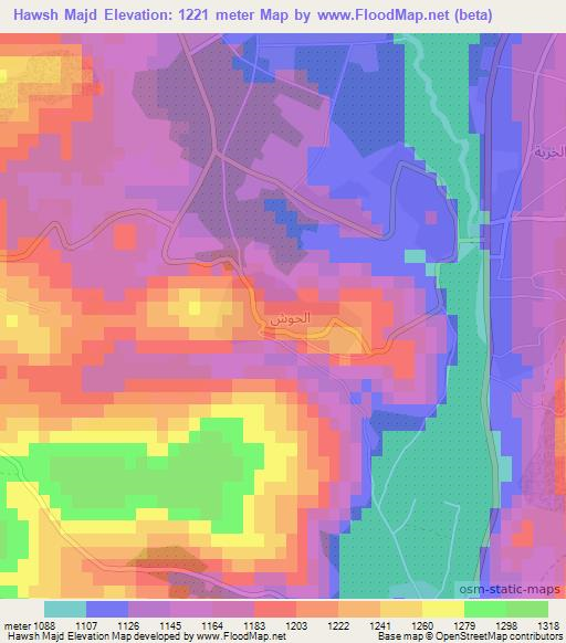 Hawsh Majd,Syria Elevation Map