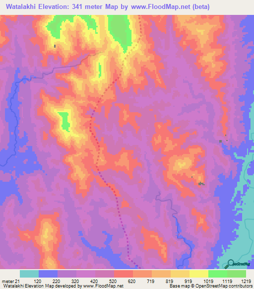Watalakhi,Myanmar Elevation Map