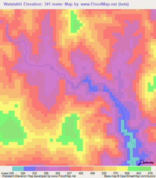 Watalakhi,Myanmar Elevation Map