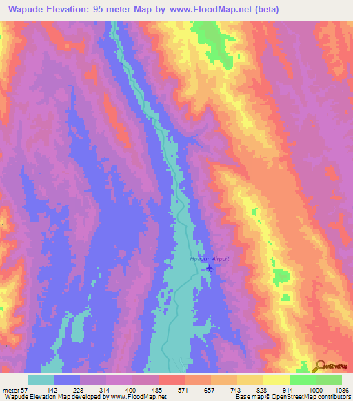 Wapude,Myanmar Elevation Map