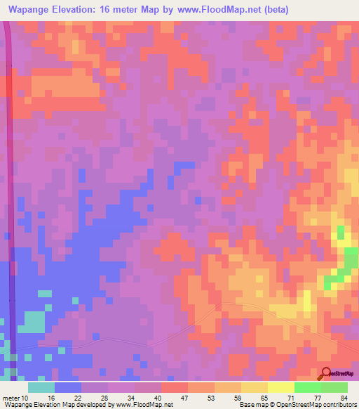 Wapange,Myanmar Elevation Map