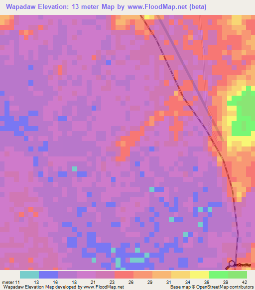 Wapadaw,Myanmar Elevation Map