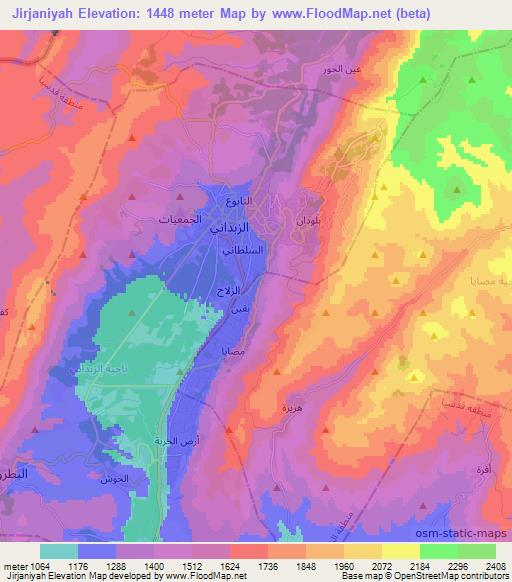 Jirjaniyah,Syria Elevation Map
