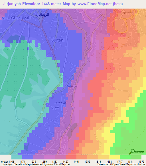 Jirjaniyah,Syria Elevation Map