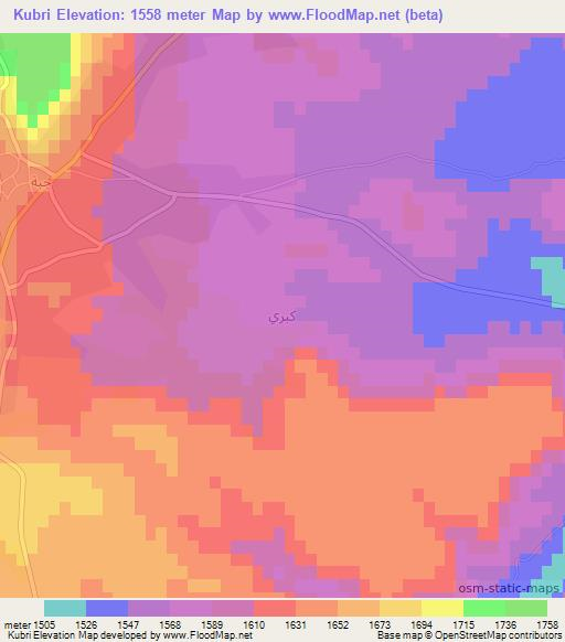 Kubri,Syria Elevation Map