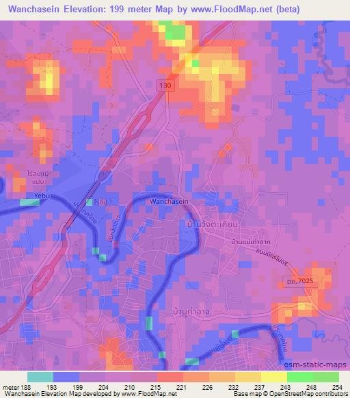 Wanchasein,Myanmar Elevation Map